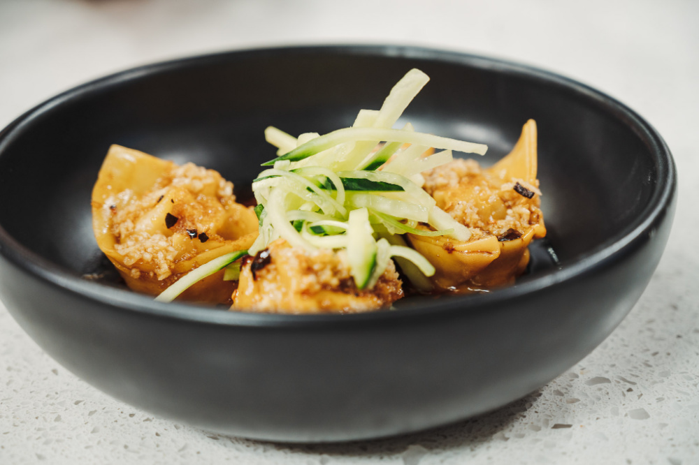 Wontons in a bowl.